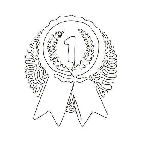 Single One Line Drawing Gold Medal Winner Award Circle Awards With