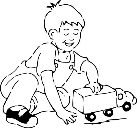 Coloriage Enfant Joue Au Camion à Imprimer