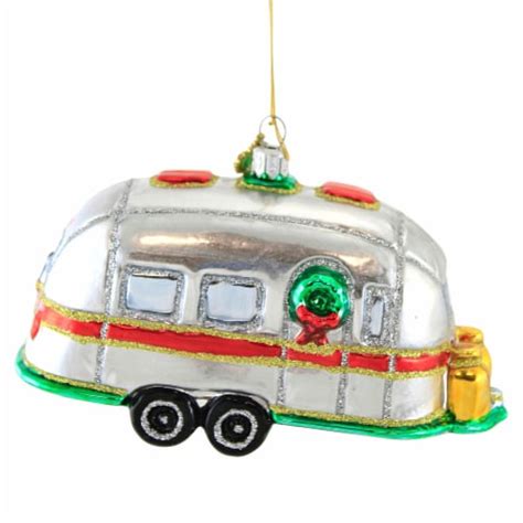 Huras Christmas Airstream Glass Ornament Camper Travel Holiday S708 1