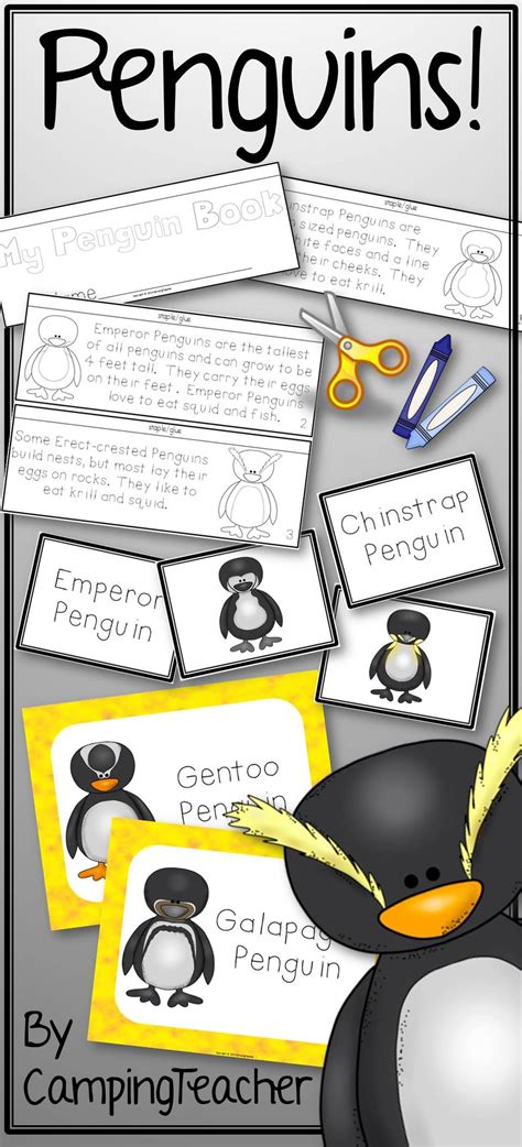 Penguin Activities Book To Cut And Create Posters Matching Cards For Centers Penguin