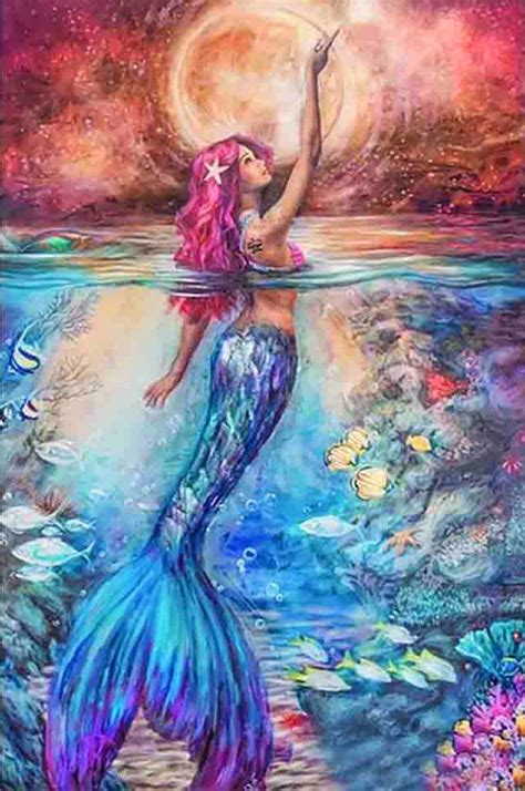 Square Drill Diamond Paintings In 2020 Mermaid Artwork Mermaid