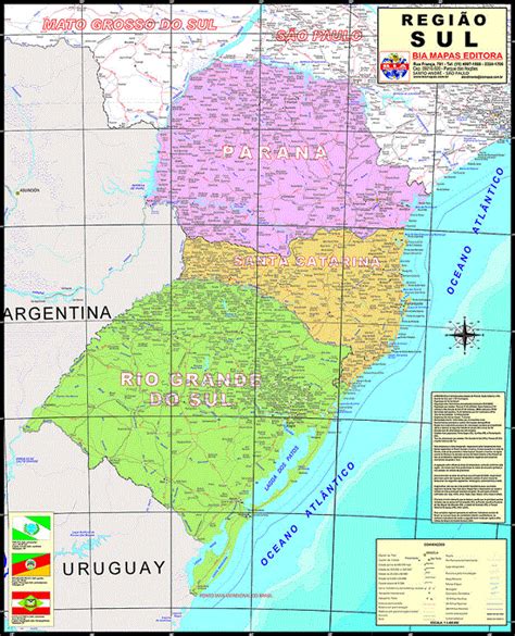 Mapa Brasil Região Sul Político e Rodoviário LojaApoio