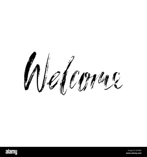 Welcome Vector Illustration Greeting Card With Calligraphy Hand