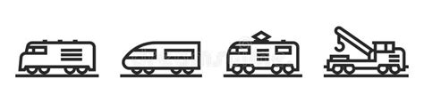Train Line Icon Set Railway Transport Symbols Stock Vector