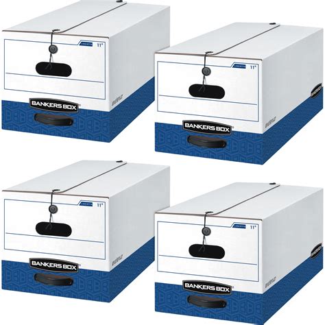 Bankers Box Liberty File Storage Boxes, White, Blue, 4 / Carton