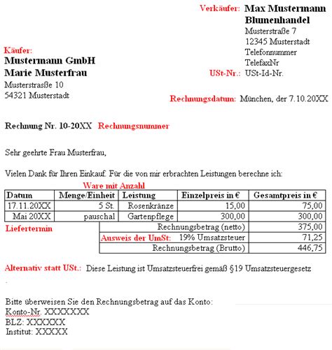 Mit unserem rechnungsgenerator können sie einfach und kostenlos professionelle rechnungen schreiben! Rechnung Schreiben Kleingewerbe Muster