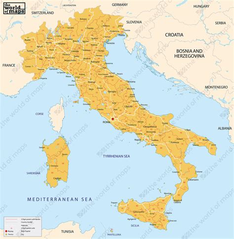 Digital Postcode Map Italy 2 Digit 86 The World Of