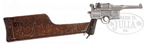 × Mauser C96 Six Shot Lavishly Engraved With Matching Carv
