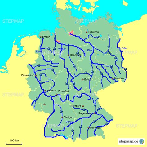 Stepmap Flüsse Neu1 Landkarte Für Deutschland