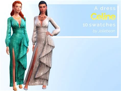 Celine Long Dress In 10 Swatches At Joliebean Sims 4 Updates