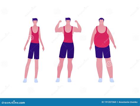 Man Body Weight Concept Vector Flat Person Illustration Set