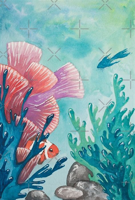 Coral Reef Watercolor Painting By Redfinchdesigns Redbubble