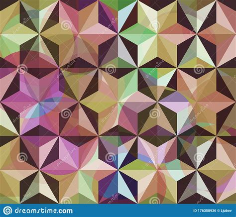 Multicolored Mosaic With Geometric Flowers Seamless Background Stock