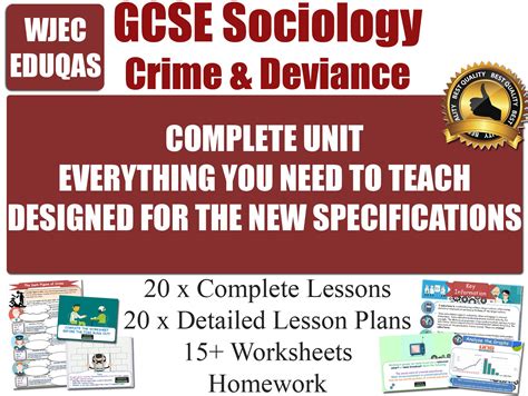Crime Deviance Lessons WJEC EDUQAS GCSE Sociology Teaching Resources