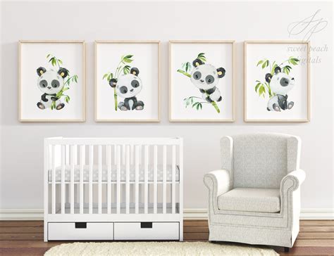 Panda Bear Set Nursery Decor Wall Art Printable Digital Prints Etsy