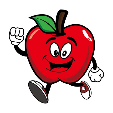 Smiling Apple Cartoon Mascot Character Vector Illustration Isolated On