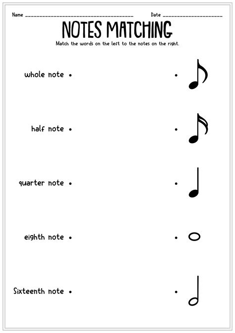 Musical Note Worksheets