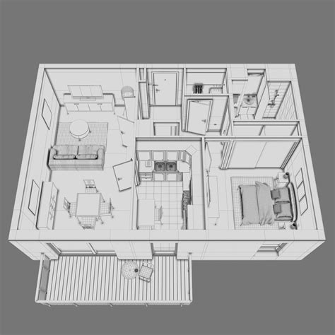 3d floor plan scene 3 3d model 59 max fbx obj free3d