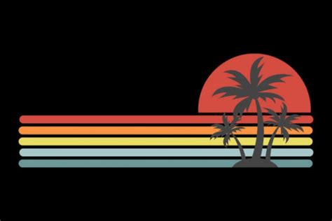 Download Palm Trees Stripes Retro Sunset Png Svg Free And Premium Svg