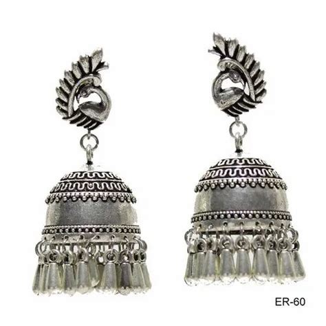 Brass And Alloy Jhumki Oxidized Sterling Silver Jhumkas 1 Pair At Rs 135
