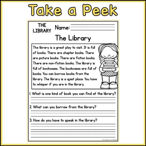 The Library Reading Comprehension Passages And Questions Back To School