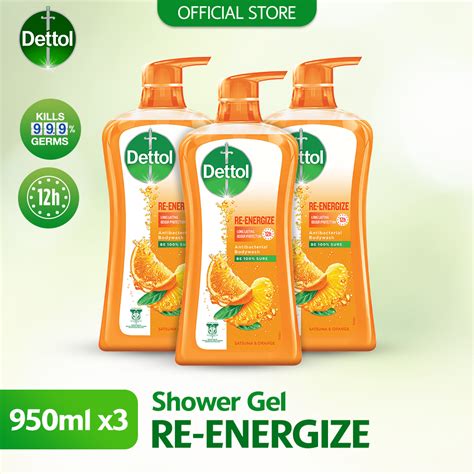 Dettol Shower Gel Re Energize 950ml X 3 Packs