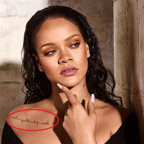Rihannas Tattoos Their Meanings Body Art Guru Collar Bone Tattoo Quotes Bone Tattoos