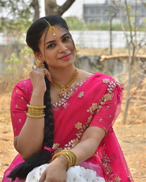 South Indian Tv Anchor Model Meghana Photoshoot In White Half Saree Tollywood Boost