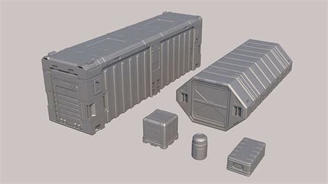 Sci Fi Container Set 3d Model Cgtrader