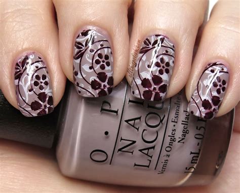 Opi Taupe Less Beach And Floral Double Stamping Nail Art Designs Nail