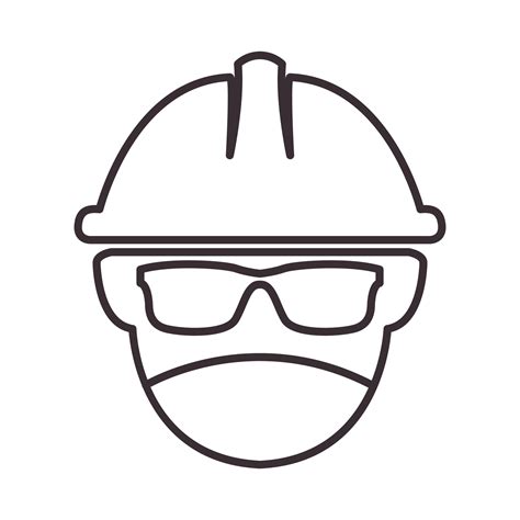 Head Lines Construction Worker With Mask Logo Symbol Vector Icon
