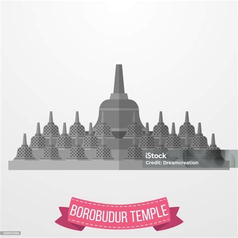 Ikon Candi Borobudur Dengan Latar Belakang Putih Ilustrasi Stok Unduh