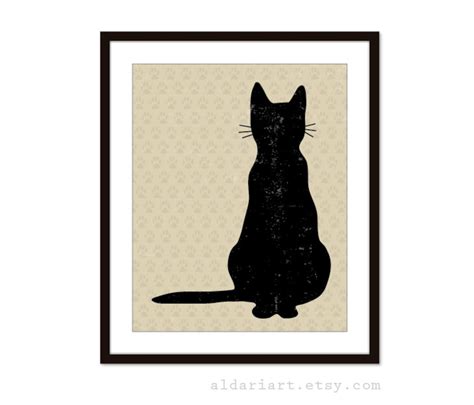 Black Cat Art Print Modern Poster Pet Wall Art Etsy