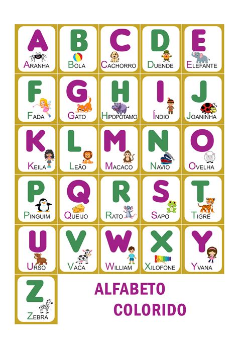 Alfabeto Para Imprimir Colorido Atividades O Alfabeto Letras