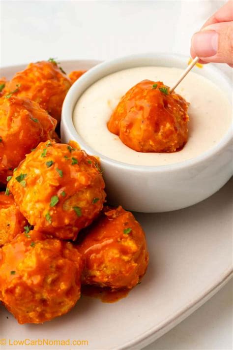 Baked Buffalo Chicken Meatballs Low Carb Nomad