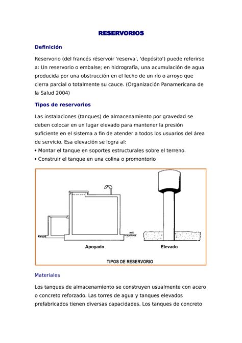 5 Reservorio Juan Reservorios Definición Reservorio Del Francés