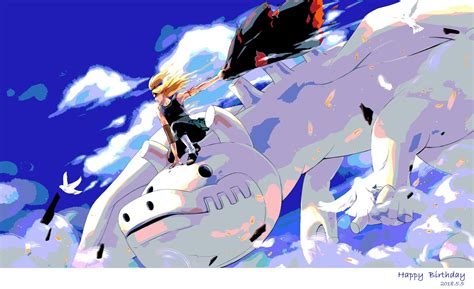 A Person Riding On The Back Of A White Horse In Front Of Blue Sky And