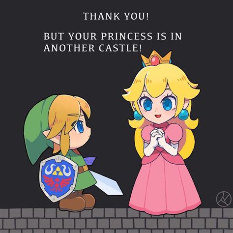 legend of zelda super mario bros crossover art link meets princess peach nintendo rutiwa