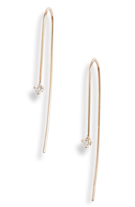 Zoe Chicco Diamond Threader Earrings In Yellow Gold Diamond Metallic