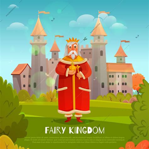 King In Red Clothing With Power Symbols On Medieval Castle Background
