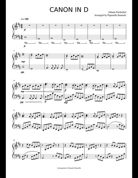 So if you like it, just download it here. Canon in D sheet music for Piano download free in PDF or MIDI