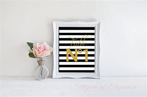 Printable Digital Table Numbers 1 35 Striped W Gold Text
