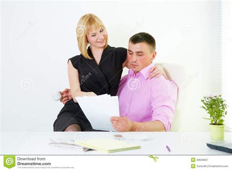 Office Romance Flirt With Boss And Secretary Stock Image Image Of