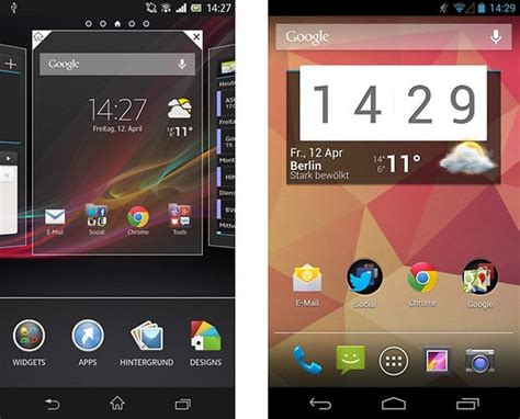 Sony Xperia Ui Und Stock Android Herstelleraufsätze Im Vergleich