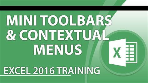 How To Use Mini Toolbars And Contextual Menus In Excel 2016 YouTube