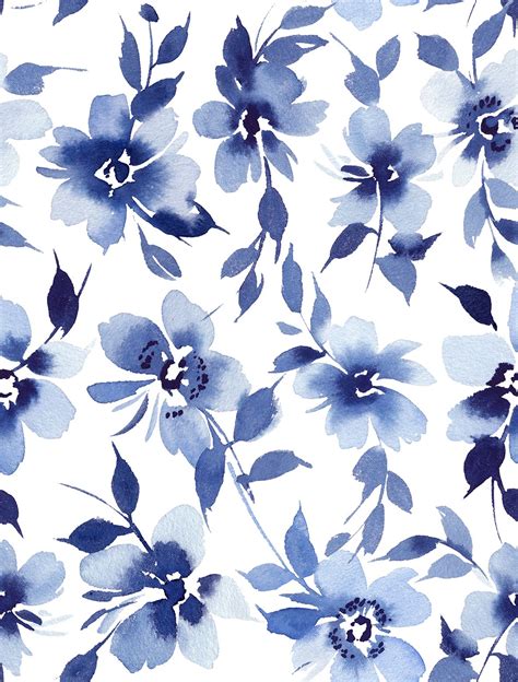 Blue Watercolor Floral Wallpaper Watercolor Floral Background Diamond