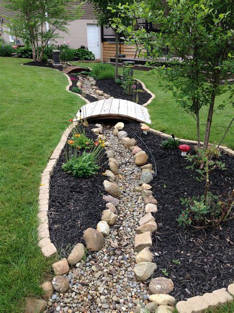 Dry Creek Bed With Two Bridges Cheap Landscaping Ideas Backyard