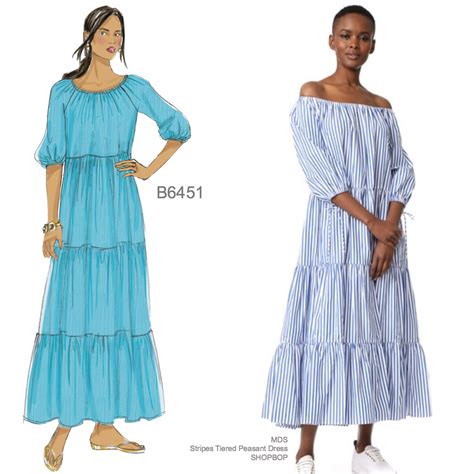 Sew The Look Butterick B6451 Tiered Peasant Dress Sewing Pattern