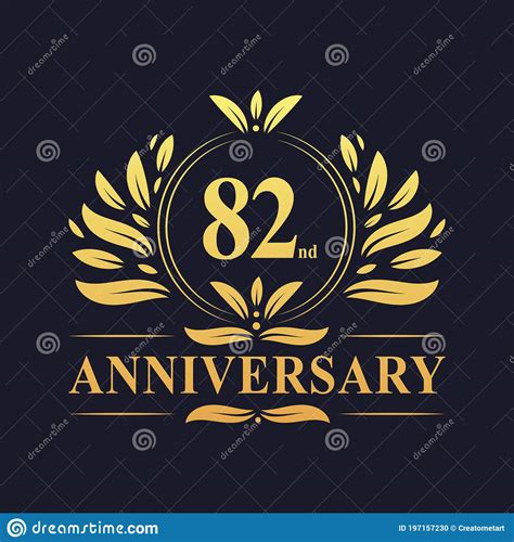 82nd Anniversary Design Luxurious Golden Color 82 Years Anniversary
