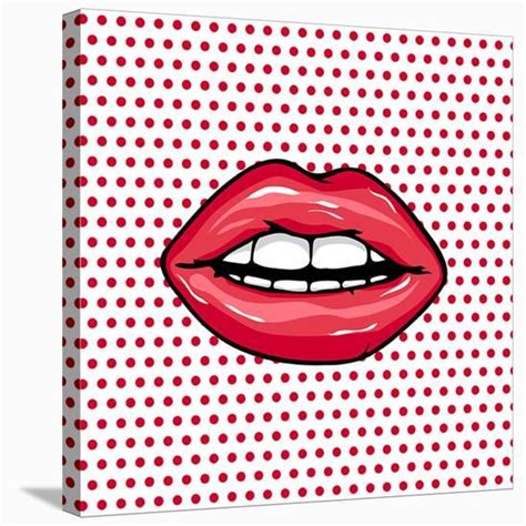 Glossy Pop Art Lips Stretched Canvas Print